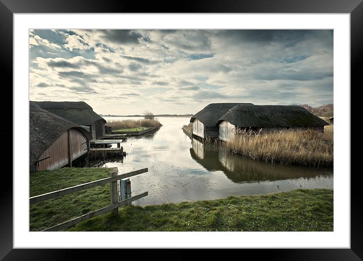 Hickling Boathouses Framed Mounted Print by Stephen Mole