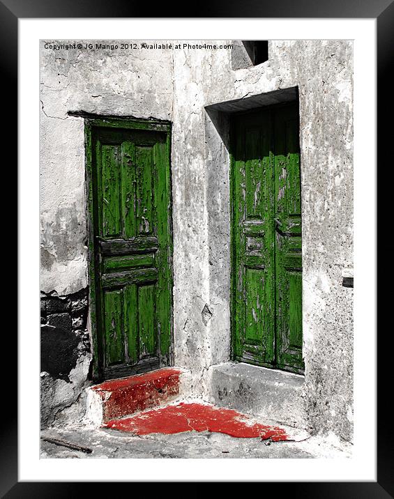 Rustic Santorini Doors Framed Mounted Print by JG Mango