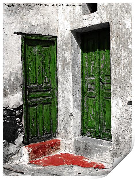 Rustic Santorini Doors Print by JG Mango