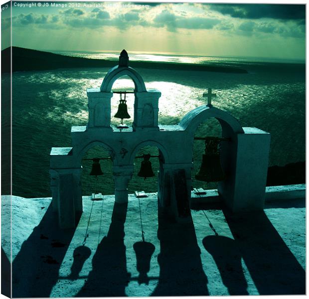 Santorini Church Bells Canvas Print by JG Mango