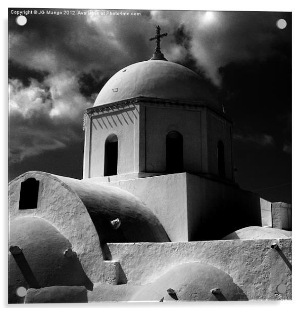 Santorini Church Shadows Acrylic by JG Mango