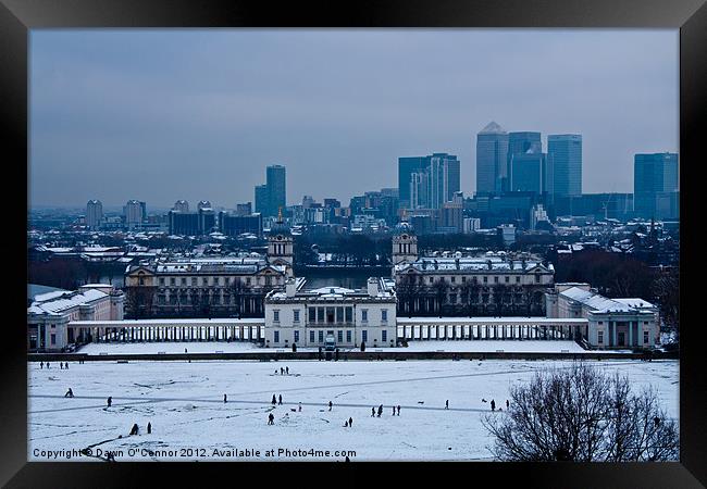 Royal Greenwich Snow Framed Print by Dawn O'Connor