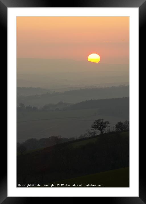 Sunset over the hills Framed Mounted Print by Pete Hemington