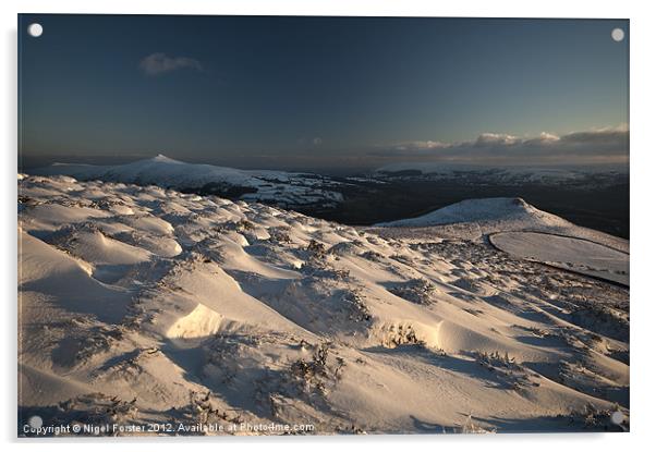 Black mountains winter panorama Acrylic by Creative Photography Wales