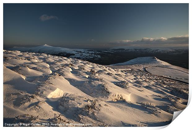Black mountains winter panorama Print by Creative Photography Wales