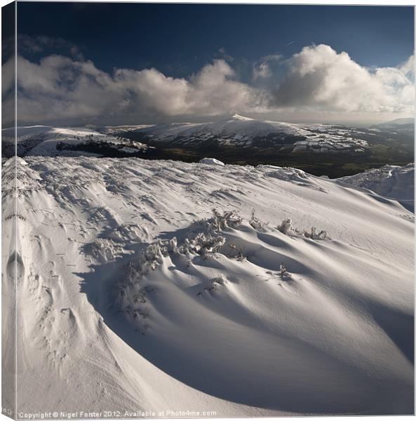 Snow swirls, Sugar Loaf Canvas Print by Creative Photography Wales