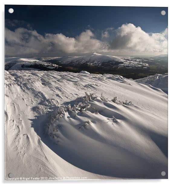 Snow swirls, Sugar Loaf Acrylic by Creative Photography Wales