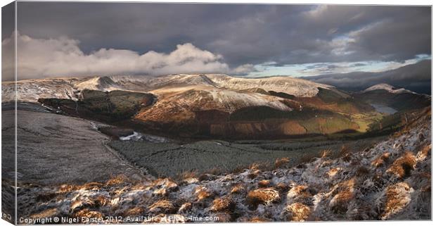 Brecon Beacons winter panorama Canvas Print by Creative Photography Wales