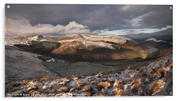 Brecon Beacons winter panorama Acrylic by Creative Photography Wales