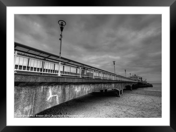 Bournemouth Pier in black and white Framed Mounted Print by Paul Brewer