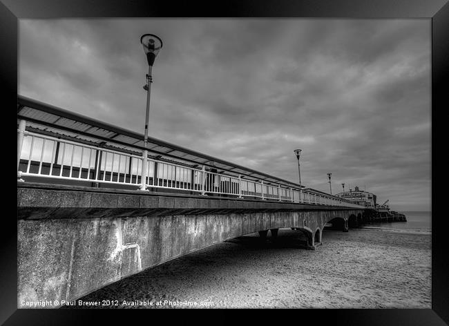 Bournemouth Pier in black and white Framed Print by Paul Brewer