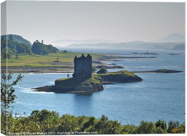 Castle Stalker and The Firth of Lorn Canvas Print by Steven Watson