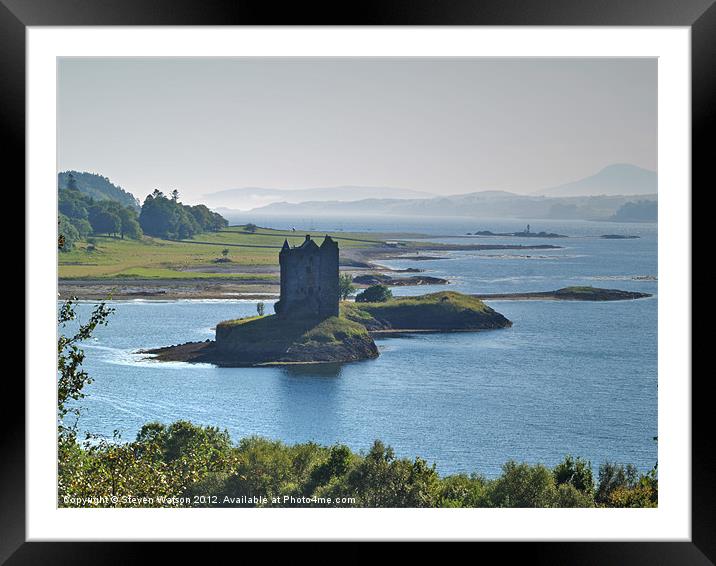 Castle Stalker and The Firth of Lorn Framed Mounted Print by Steven Watson