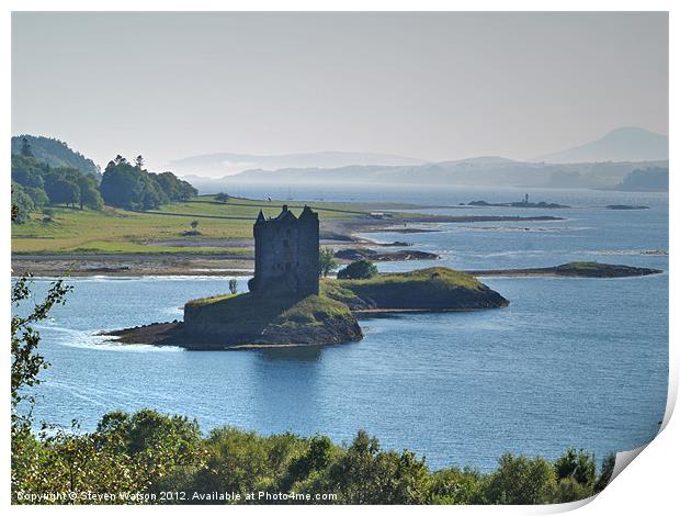 Castle Stalker and The Firth of Lorn Print by Steven Watson