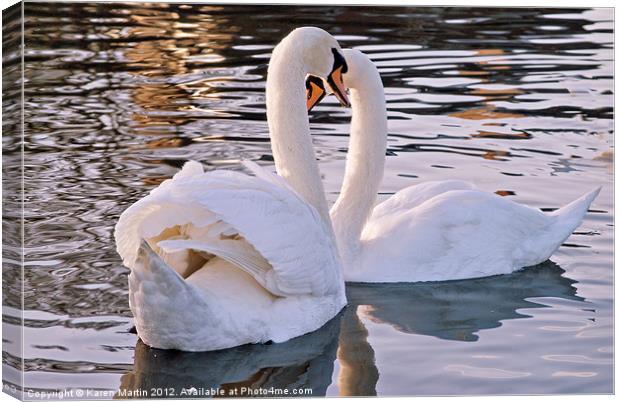 Two Swans Canvas Print by Karen Martin