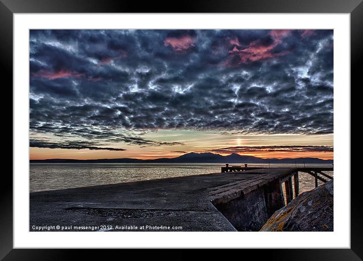 Portencross Jetty  Sunset Framed Mounted Print by Paul Messenger