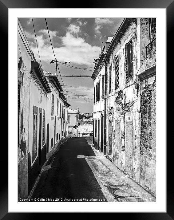 Funchal streeet B&W Framed Mounted Print by Colin Chipp