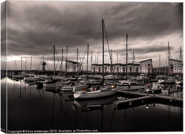 Black and White Harbour Canvas Print by Fiona Messenger