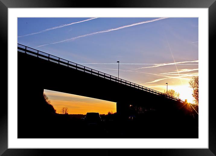 Motorway Bridge Sunset Framed Mounted Print by Richard Nichols