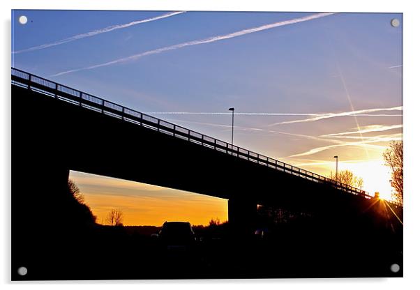 Motorway Bridge Sunset Acrylic by Richard Nichols