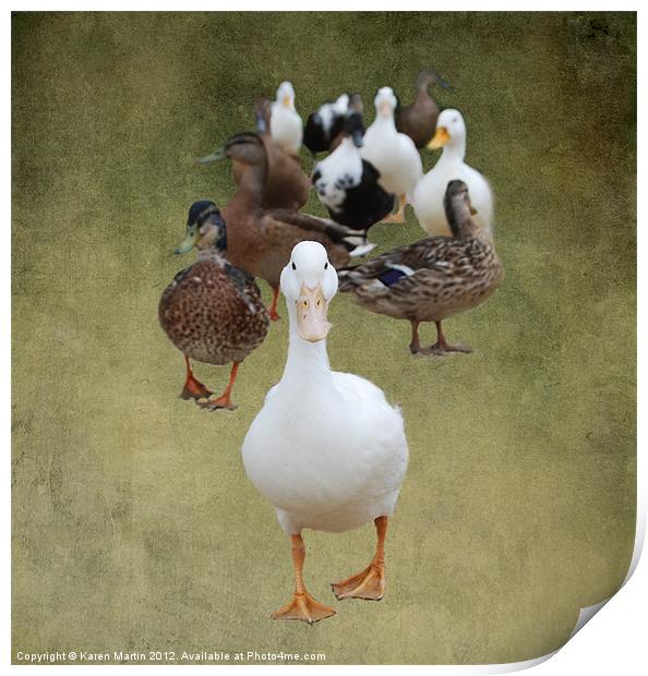 Ducks Approaching Print by Karen Martin