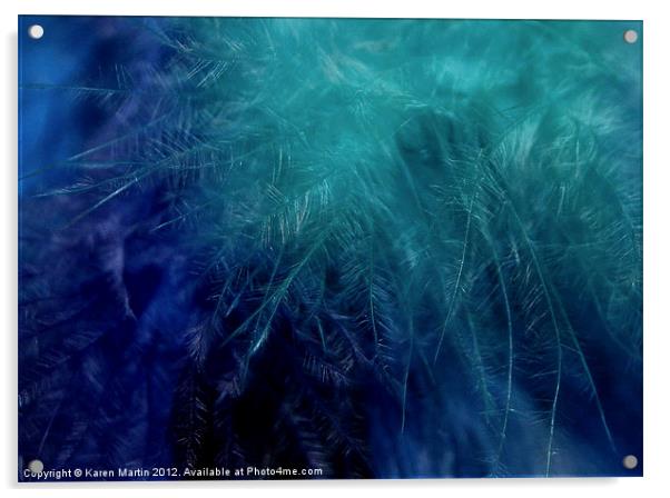 Blue Feathers Acrylic by Karen Martin