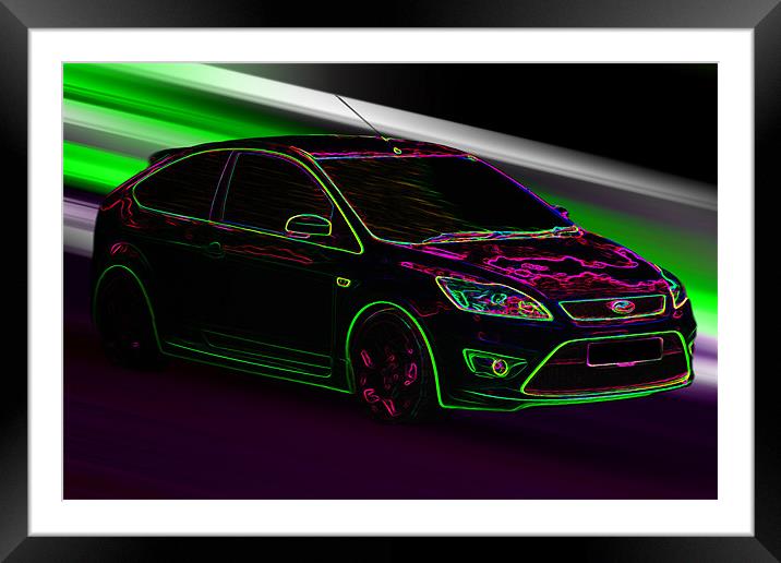 neon ford focus ST Framed Mounted Print by Brigitte Maenhout