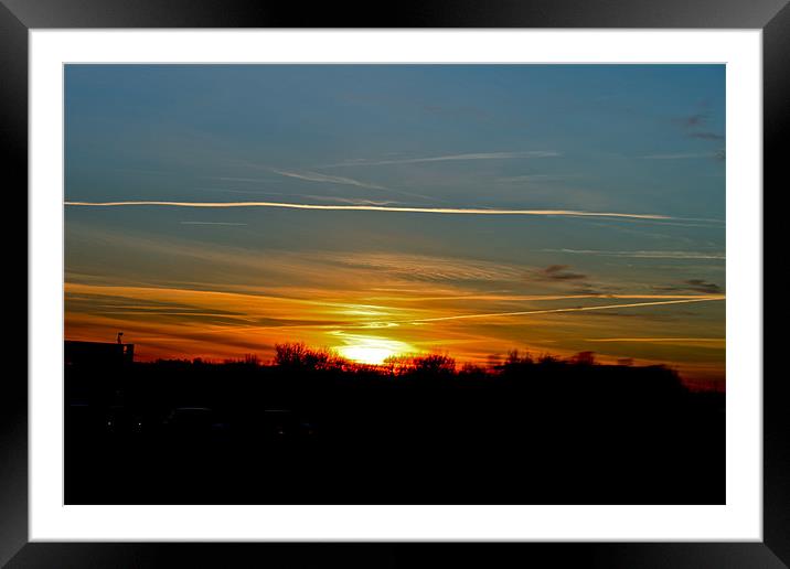 Sunset Clouds & Flight Paths Framed Mounted Print by Richard Nichols