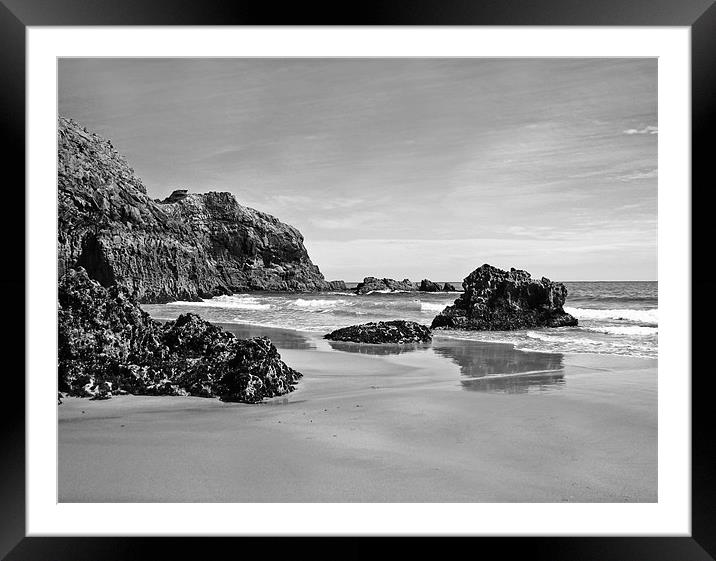 Lydstep Cavern Beach.Tenby. Framed Mounted Print by paulette hurley