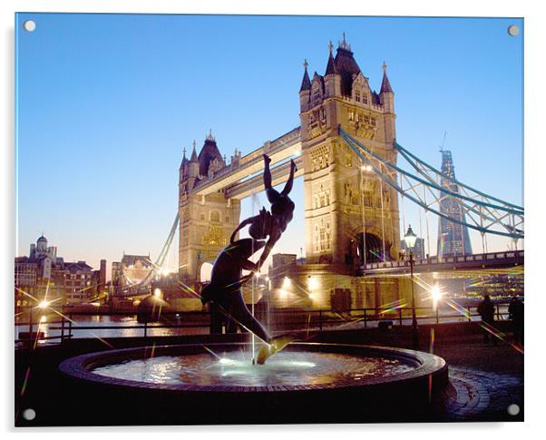 TOWER BRIDGE AT DUSK Acrylic by Clive Eariss