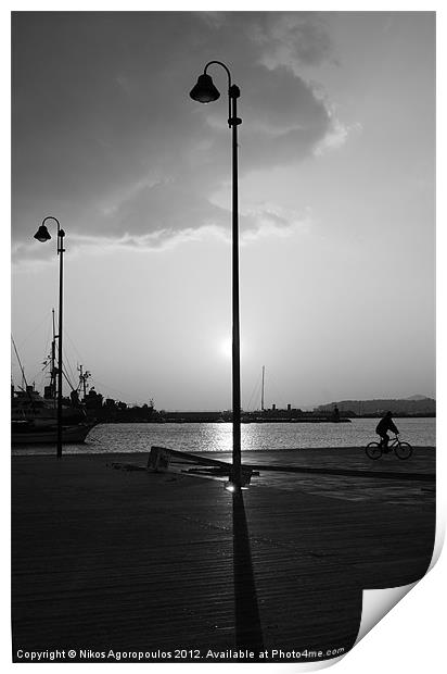 Lighting post shadow Print by Alfani Photography