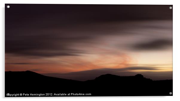 Last light on Dartmoor Acrylic by Pete Hemington