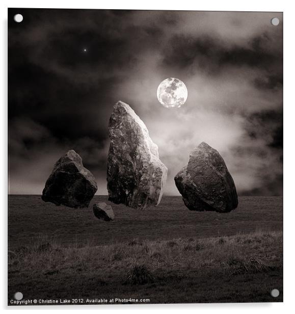 Moonlit Stones Acrylic by Christine Lake