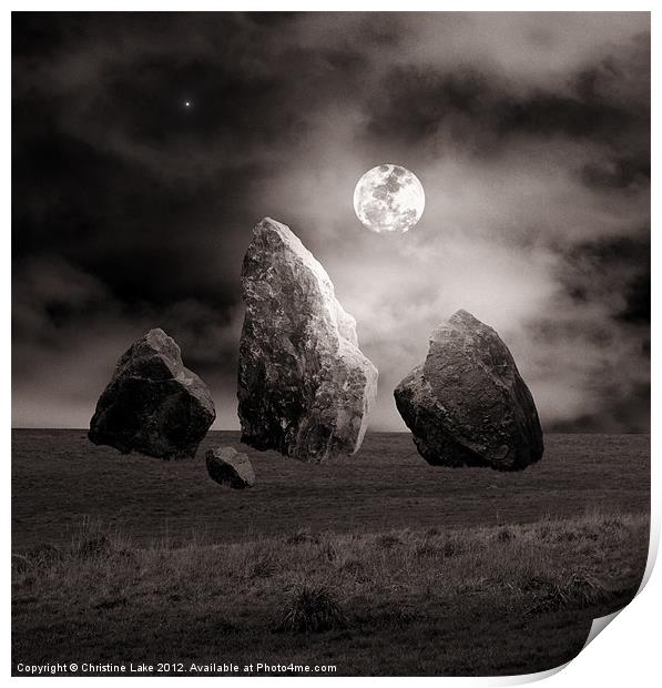 Moonlit Stones Print by Christine Lake