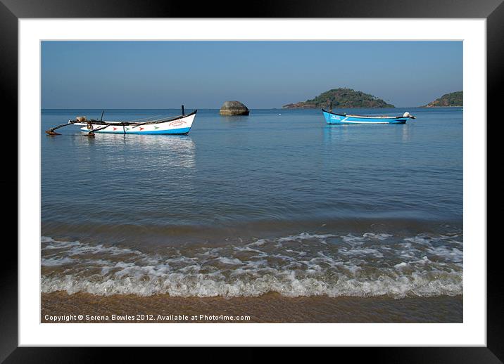 Boats Off Palolem Beach, Goa, India Framed Mounted Print by Serena Bowles