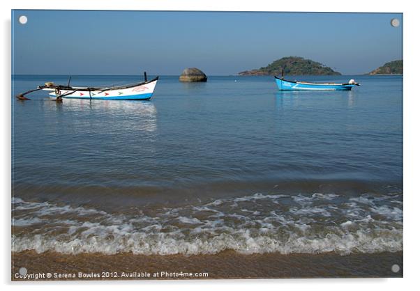 Boats Off Palolem Beach, Goa, India Acrylic by Serena Bowles