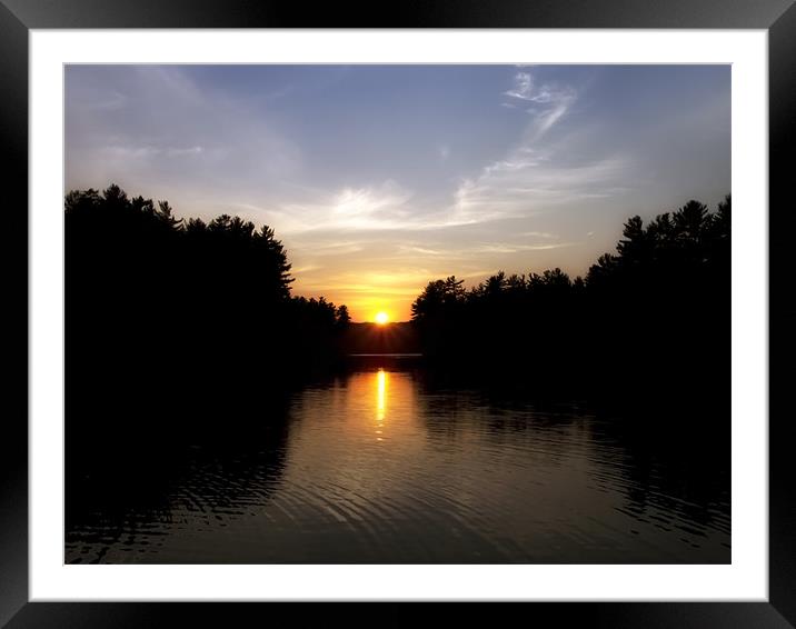 Sunset on the Pond Framed Mounted Print by Mary Lane