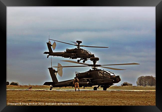Two Apaches helicopter Framed Print by Doug McRae