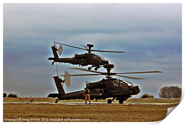 Two Apaches helicopter Print by Doug McRae