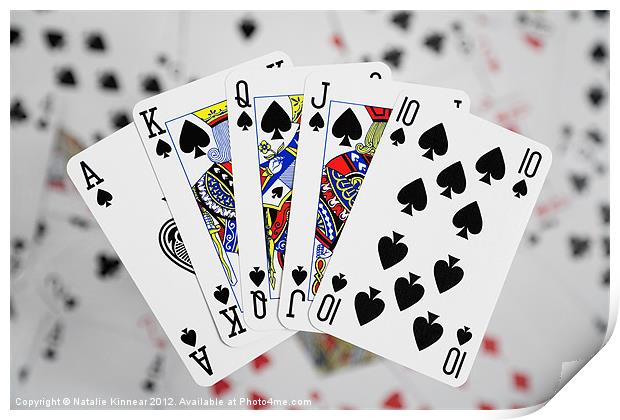 Playing Cards, Royal Flush Print by Natalie Kinnear