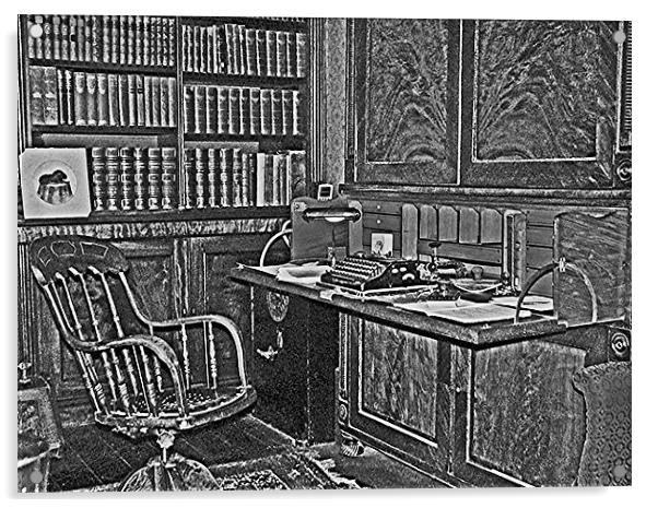 A Old Office Library.B+W. Acrylic by paulette hurley
