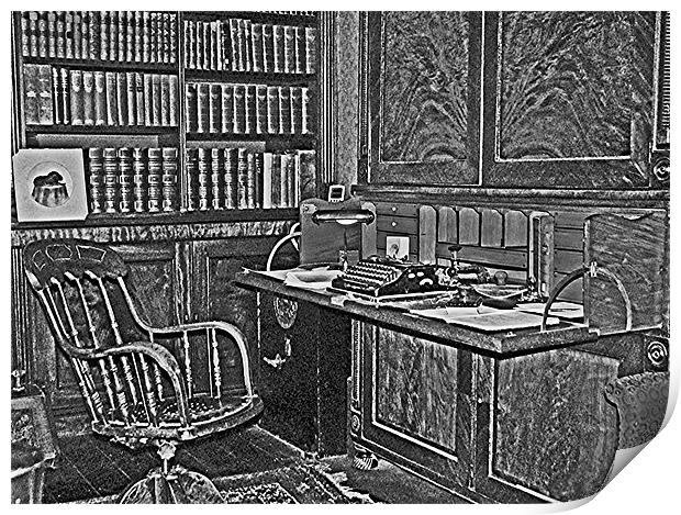 A Old Office Library.B+W. Print by paulette hurley