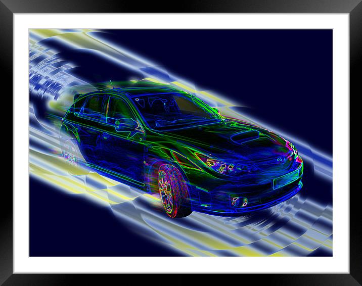Neon Subaru Impreza WRX STI Framed Mounted Print by Brigitte Maenhout