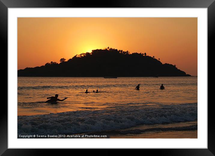 Monkey Island and Sea at Sunset Palolem, Goa, Indi Framed Mounted Print by Serena Bowles