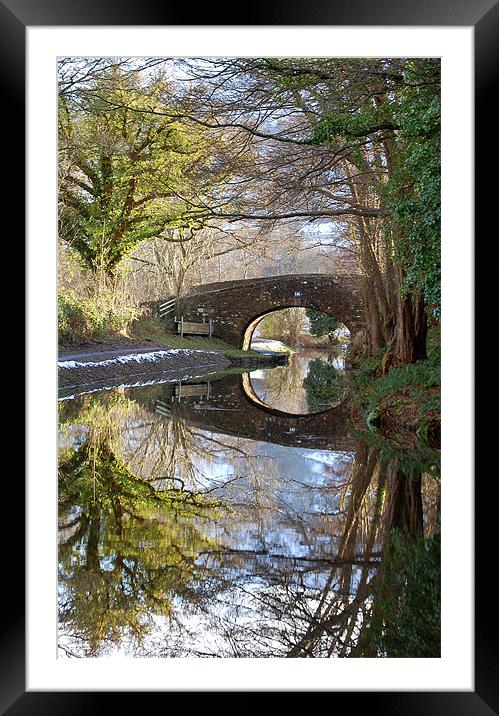 Winter canal scene - Llangattock Framed Mounted Print by Mike Davies