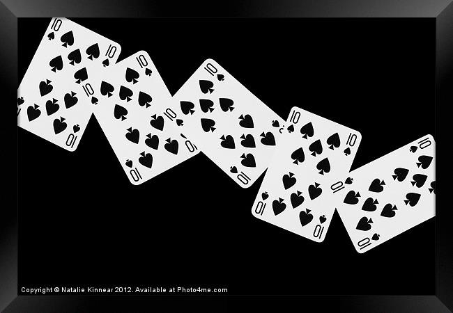 Playing Cards, Ten of Spades on Black Background Framed Print by Natalie Kinnear