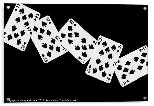 Playing Cards, Ten of Spades on Black Background Acrylic by Natalie Kinnear