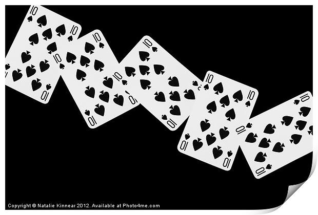 Playing Cards, Ten of Spades on Black Background Print by Natalie Kinnear