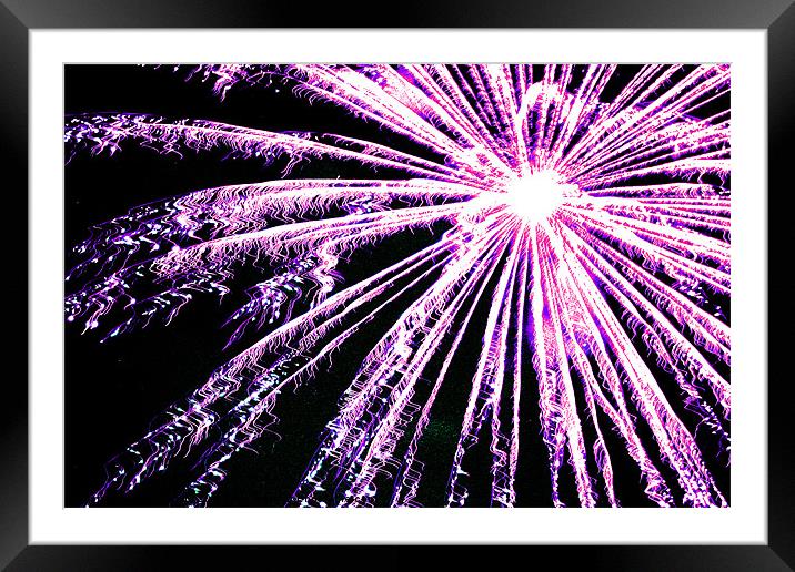 Fourth of July, Beautiful Red Fireworks Framed Mounted Print by Larry Stolle