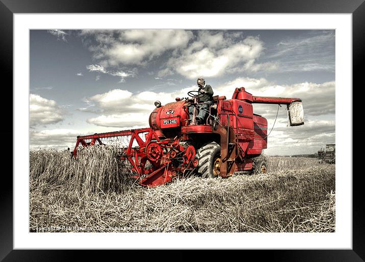 The old red Combine Framed Mounted Print by Rob Hawkins